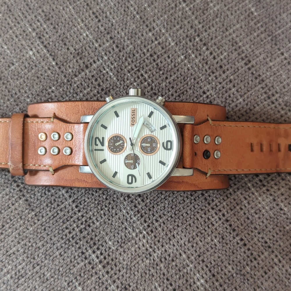 Fossil Leather Strap Watch for Men